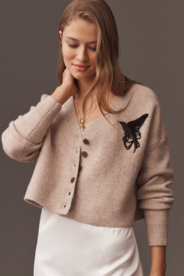 By Anthropologie Raven Cardigan Sweater In Brown