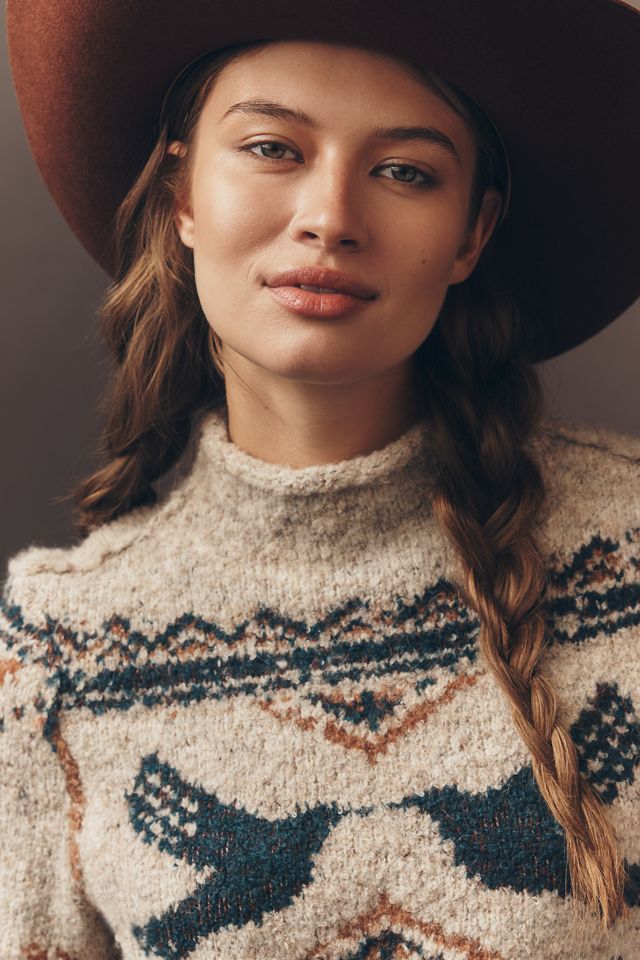 Pilcro Long-Sleeve Mock-Neck Bird Sweater #3