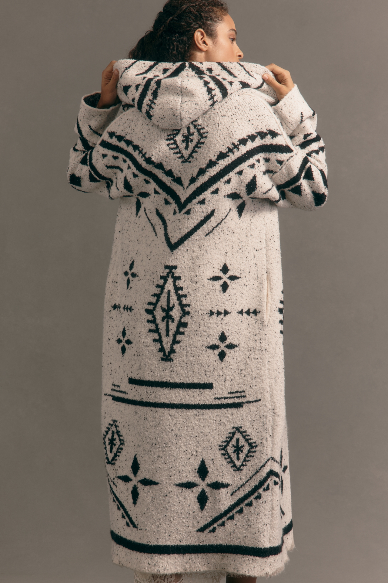 Pilcro Collared Hooded Sweater Duster
