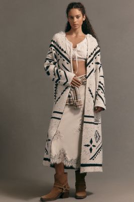 Pilcro Strickmantel mit Kapuze und Kragen