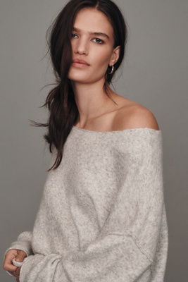 By Anthropologie The Haley Boat-neck Wool Blend Sweater In Neutral