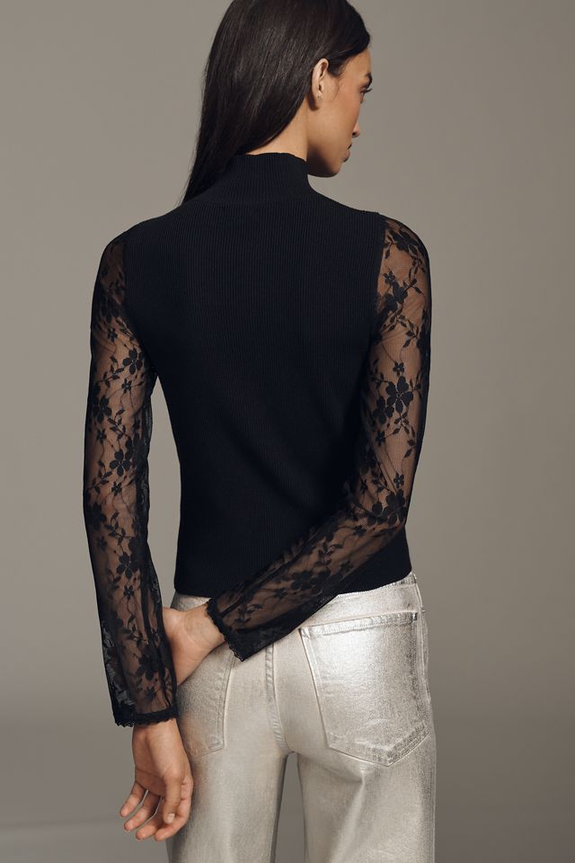 Pilcro Long-Sleeve Keyhole Lace Top #3