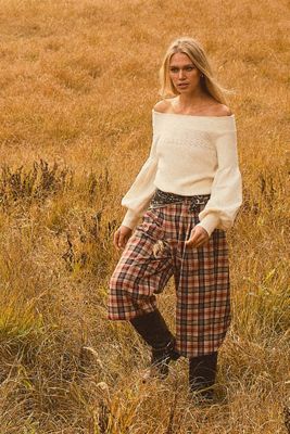 By Anthropologie Off-Shoulder Ruffle-Edge Sweater