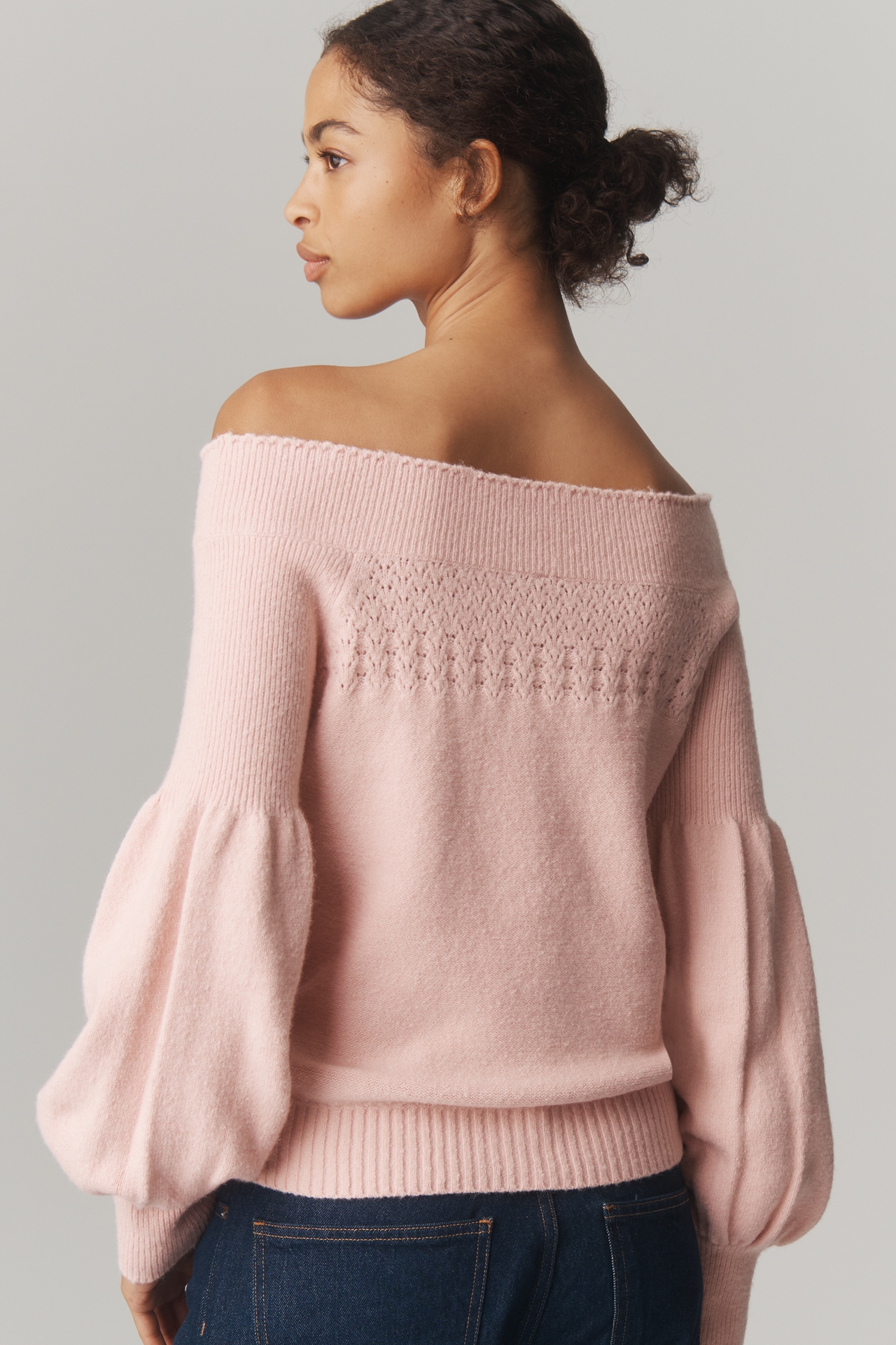By Anthropologie Off-Shoulder Ruffle-Edge Sweater