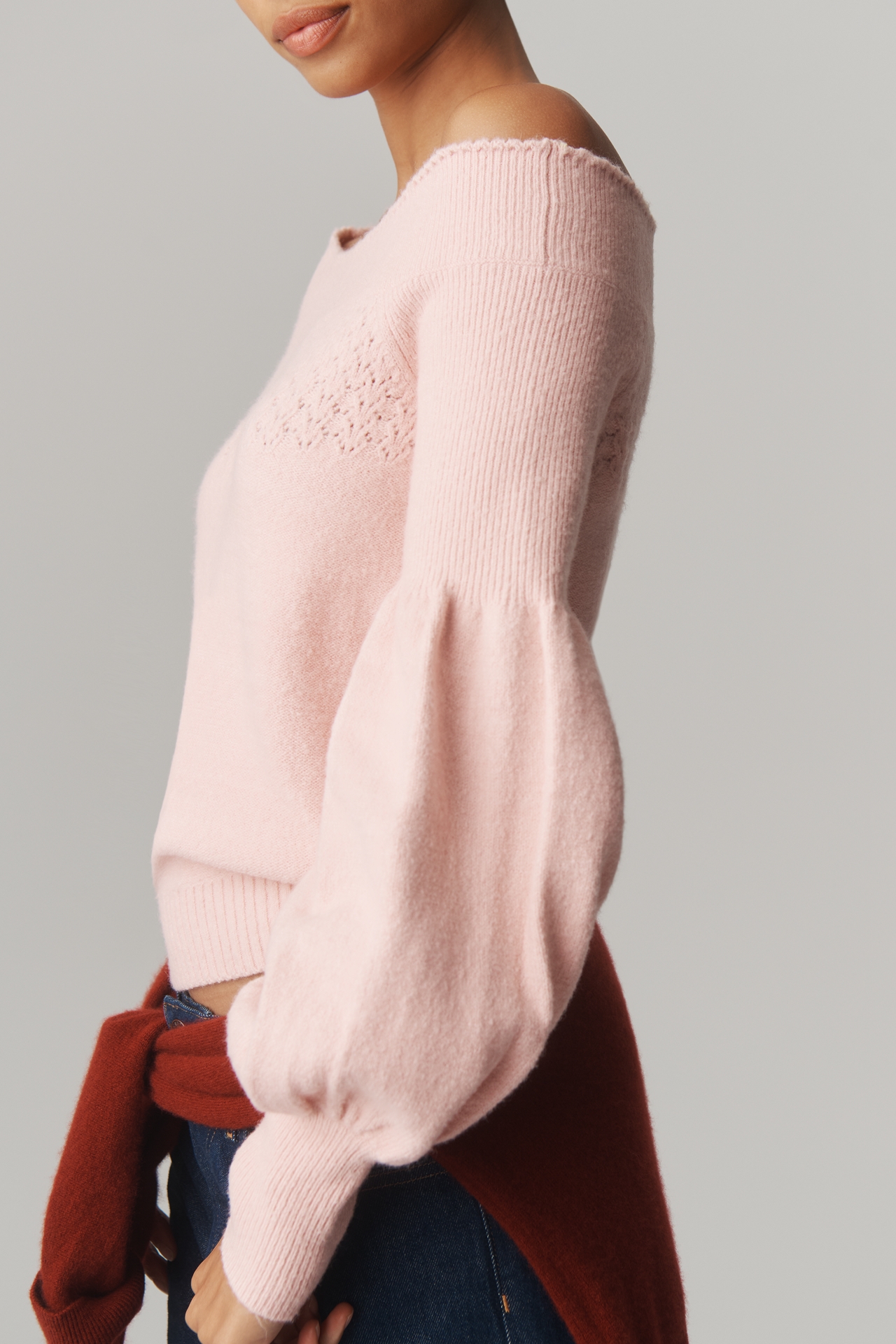 By Anthropologie Off-Shoulder Ruffle-Edge Sweater