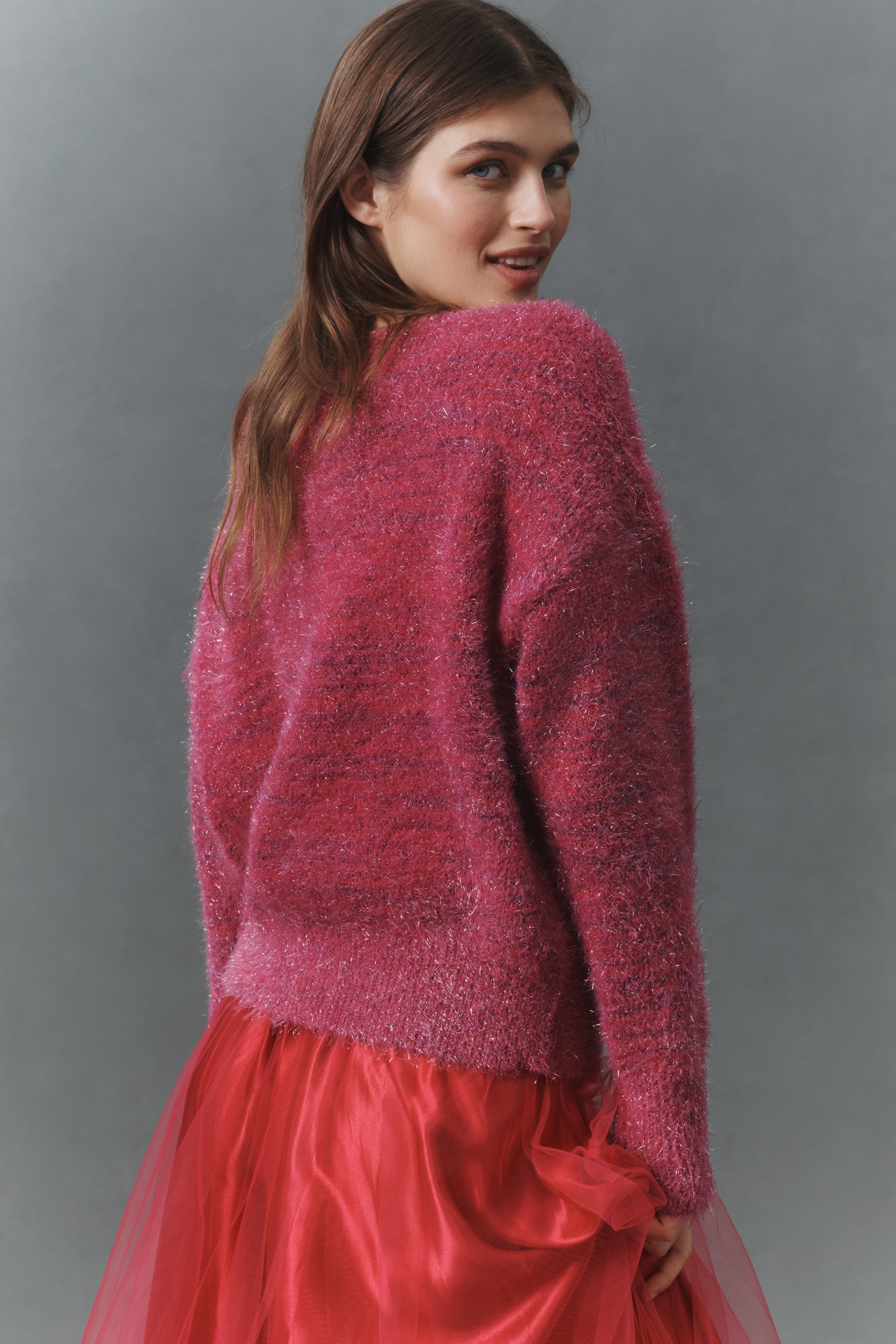 By Anthropologie Long-Sleeve Boatneck Tinsel Sweater