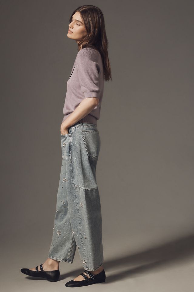 Maeve Short-Sleeve Collared Scoop-Neck Sweater #2