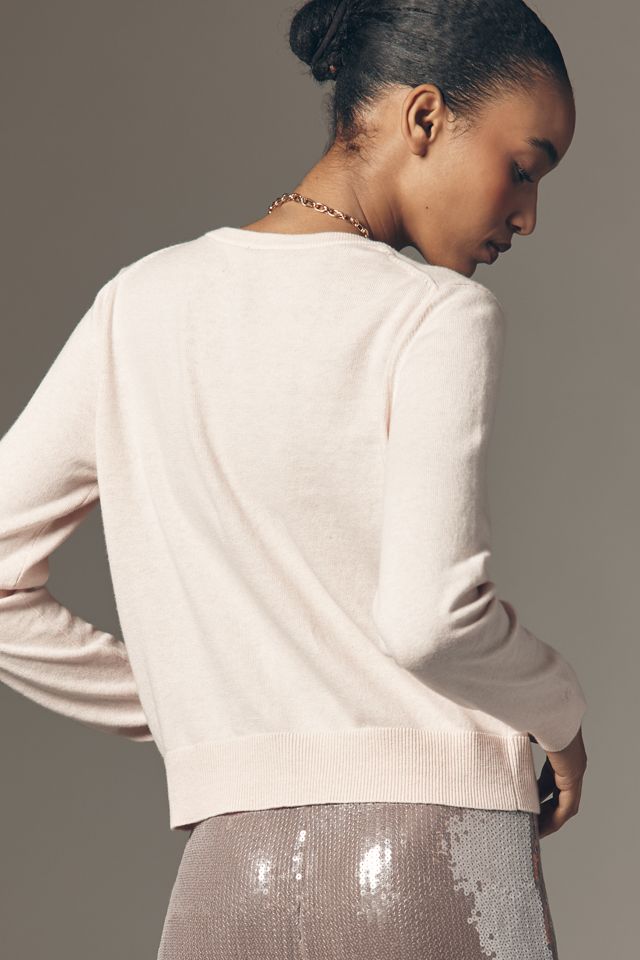 Juliet Beaded Drink Icon Cotton Cashmere Cardigan Sweater