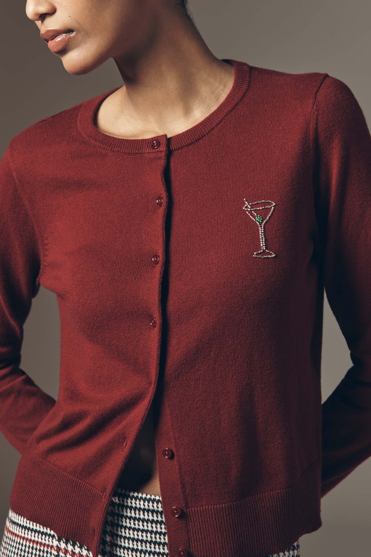 The Juliet Beaded Drink Icon Cashmere Cardigan Sweater