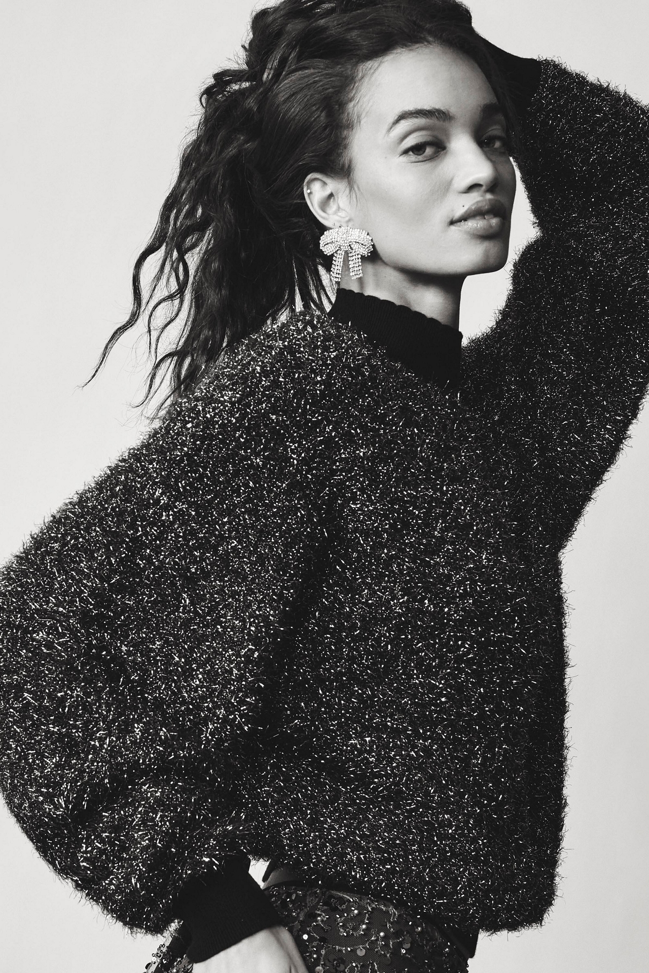 Maeve Mock-Neck Sparkle Sweater