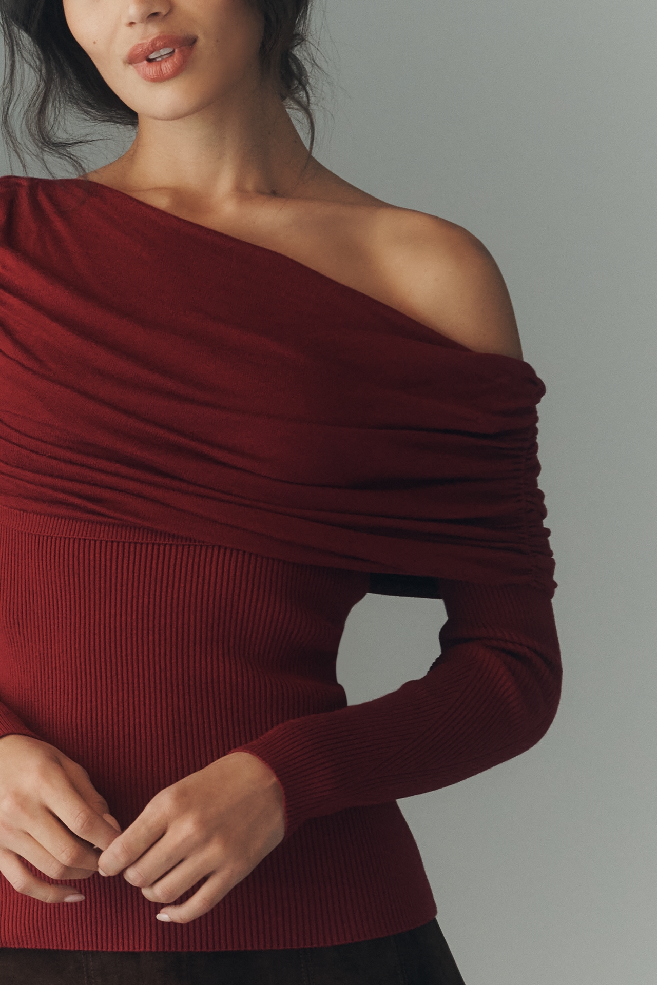 By Anthropologie Long-Sleeve Off-Shoulder Sweater