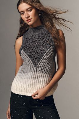 Pilcro Mock-Neck Metallic Sweater Vest
