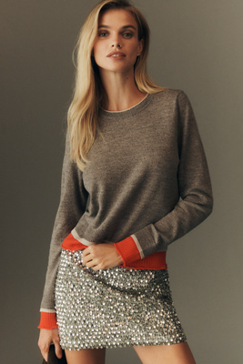 Maeve Crew-neck Layered Sweater In Gray