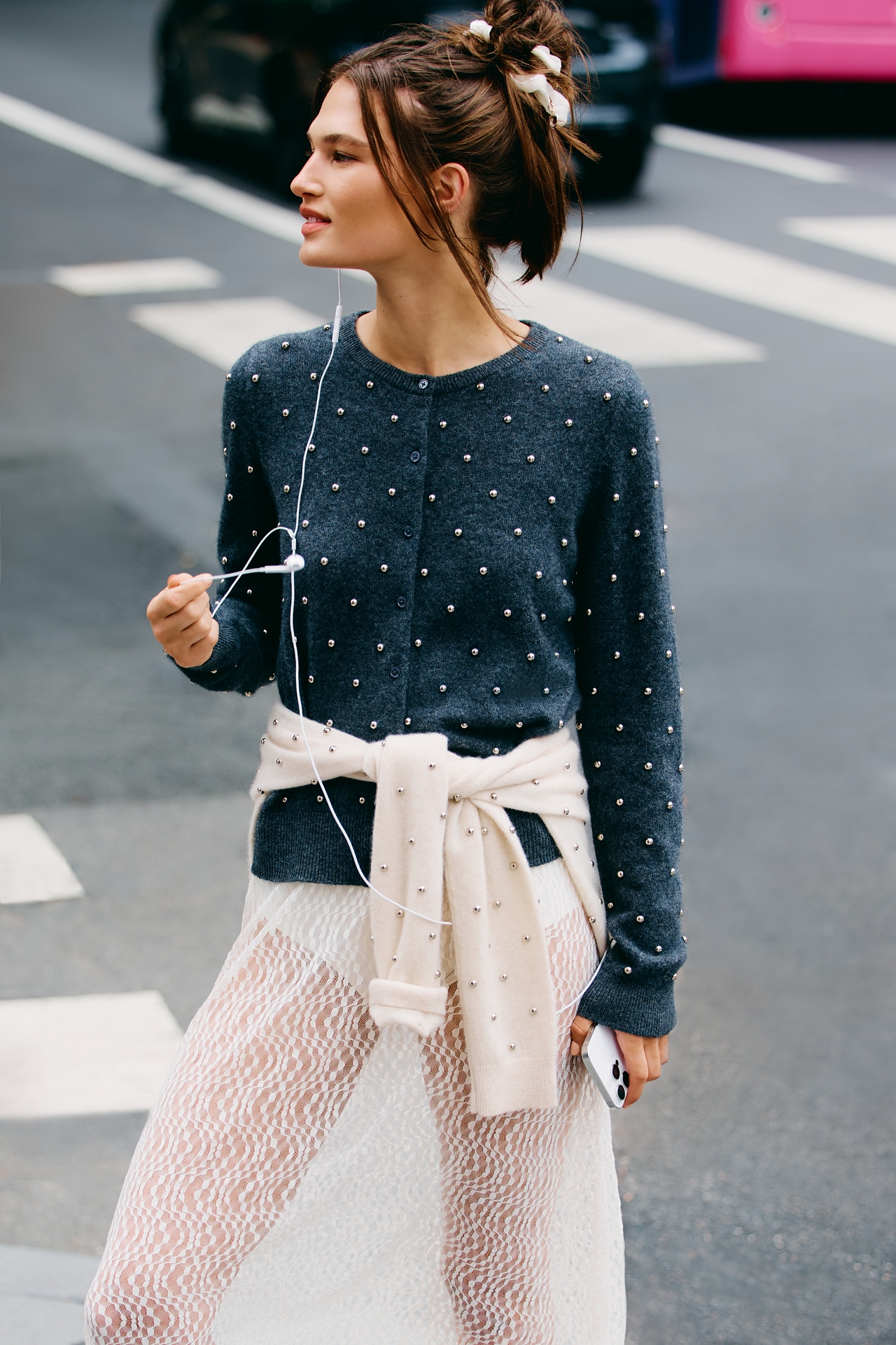 The Juliet Studded Cashmere Cardigan Sweater