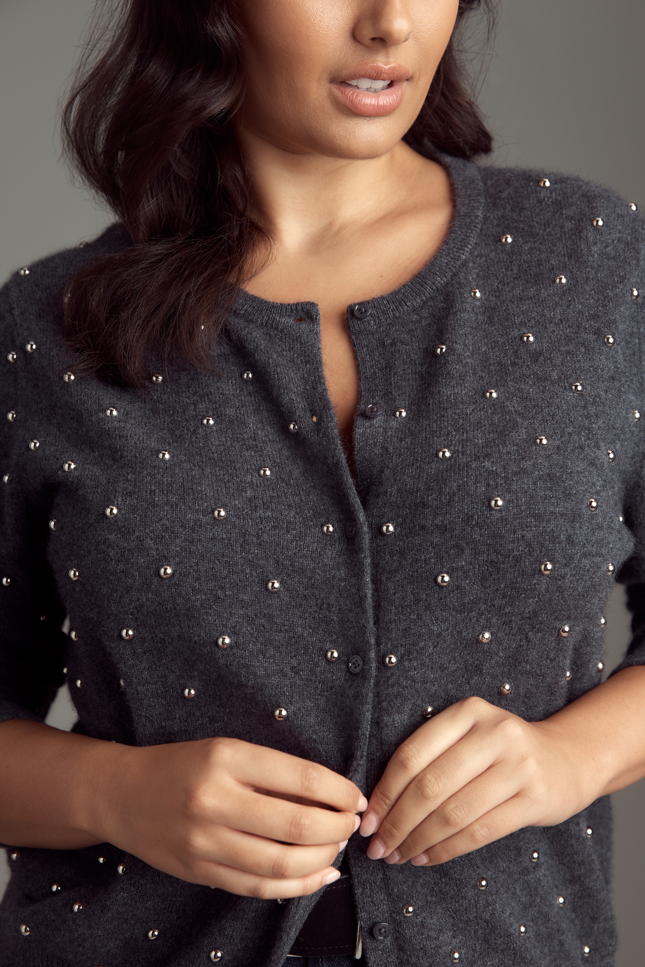 The Juliet Studded Cashmere Cardigan Sweater