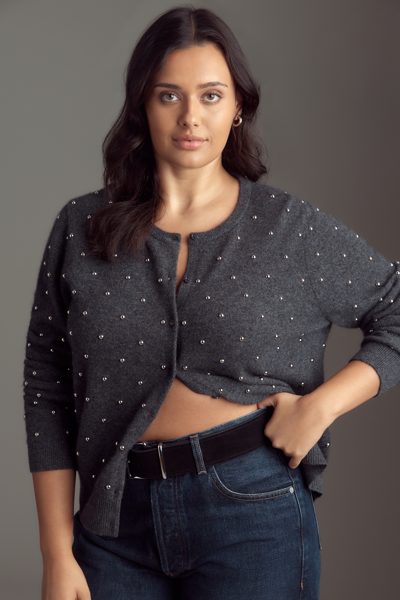 The Juliet Studded Cashmere Cardigan Sweater