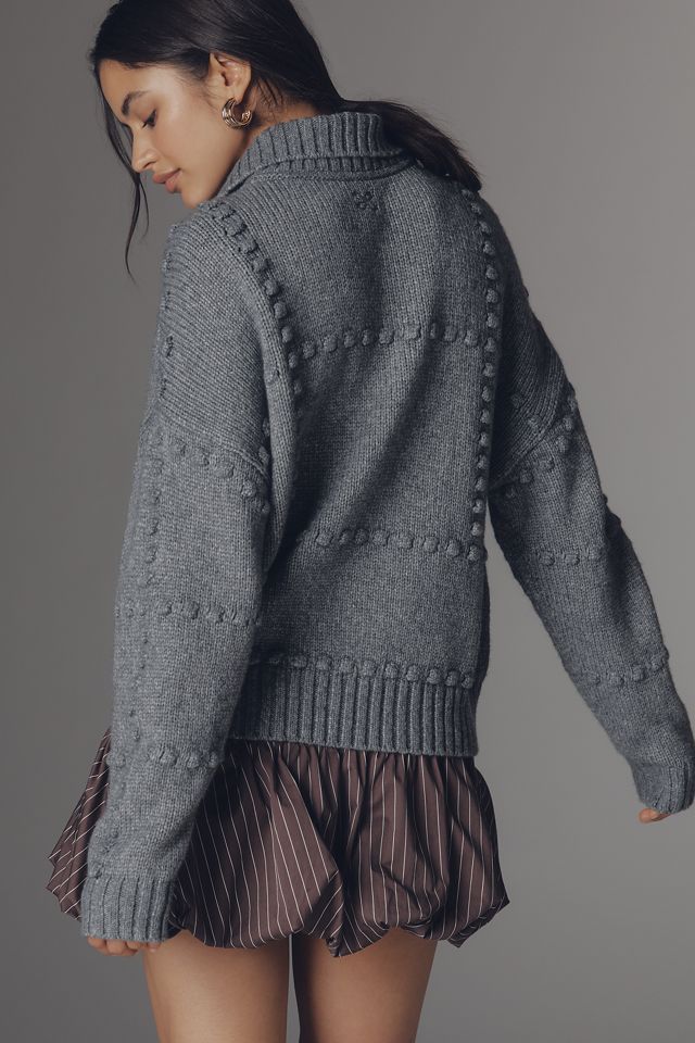 Maeve Bubble Polo Long-Sleeve Sweater #1