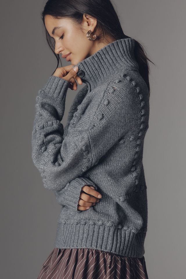 Maeve Bubble Polo Long-Sleeve Sweater #3