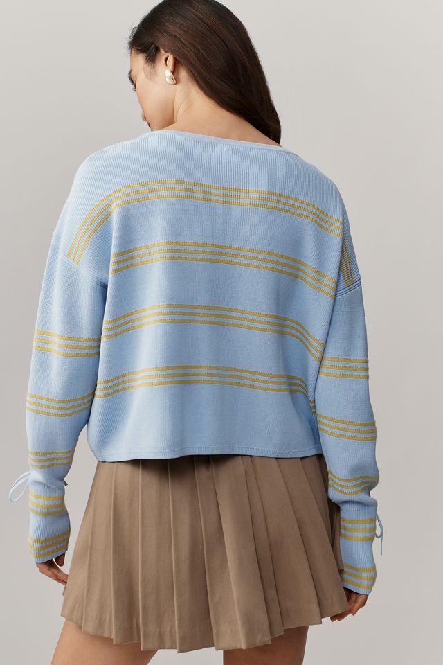 Maeve Boat-Neck Lace-Up-Sleeve Sweater #3