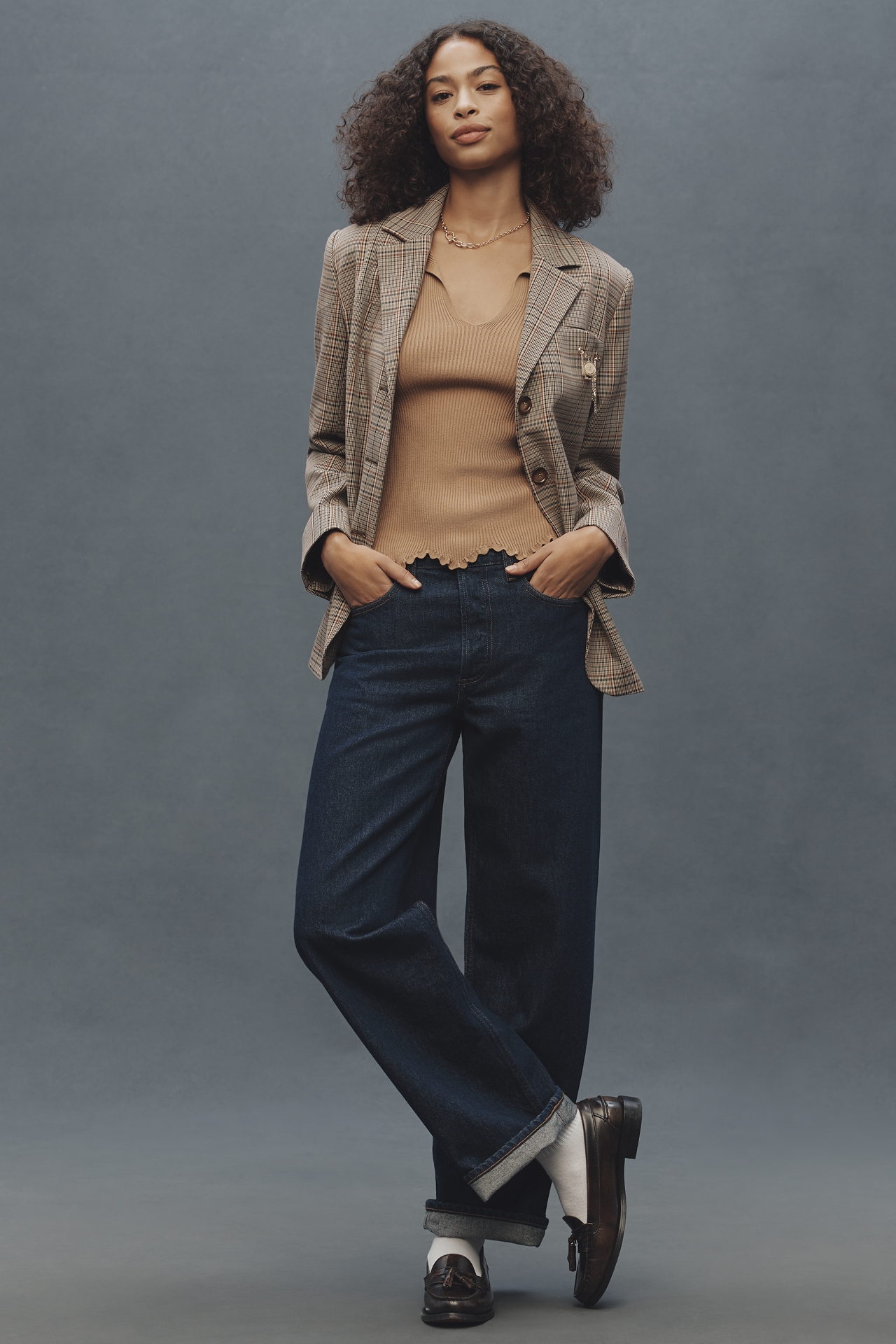 Maeve Ruffled Short-Sleeve Polo Sweater