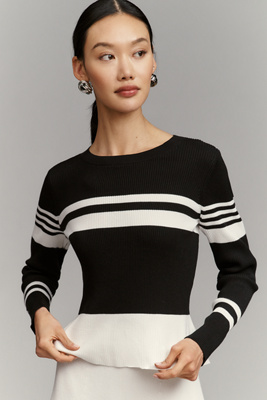 Maeve Striped Long-Sleeve Crew-Neck Jumper