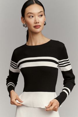 Maglione a Righe a Maniche Lunghe con Scollo a Girocollo Maeve