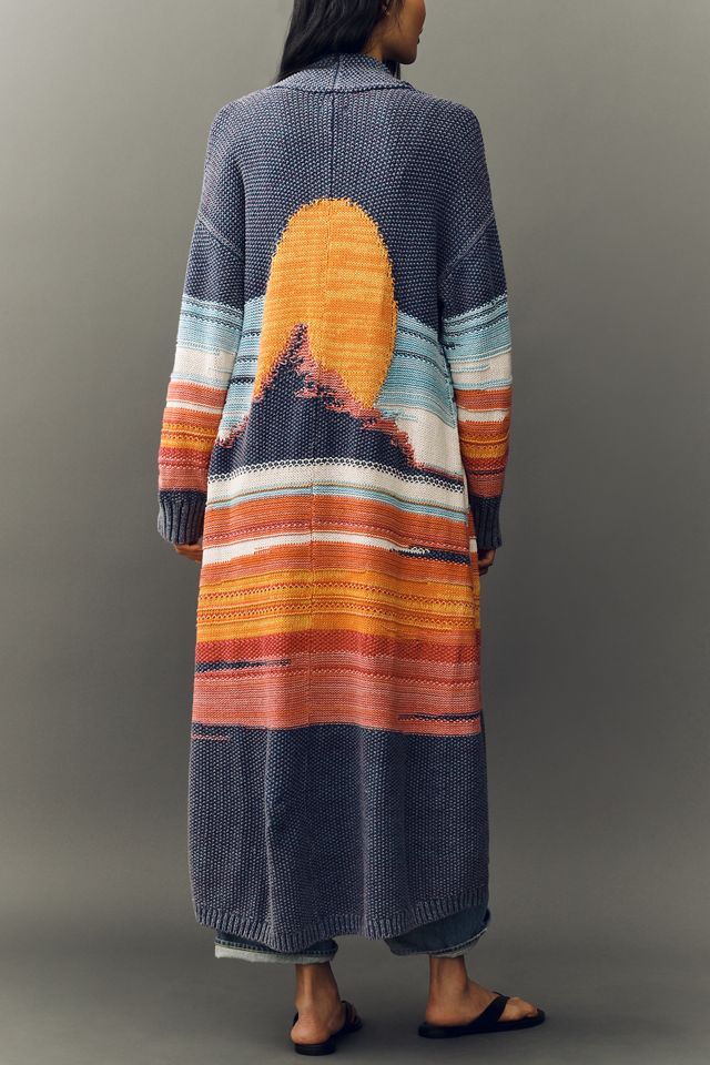 Pilcro Cotton Collared Graphic Duster Cardigan | Anthropologie