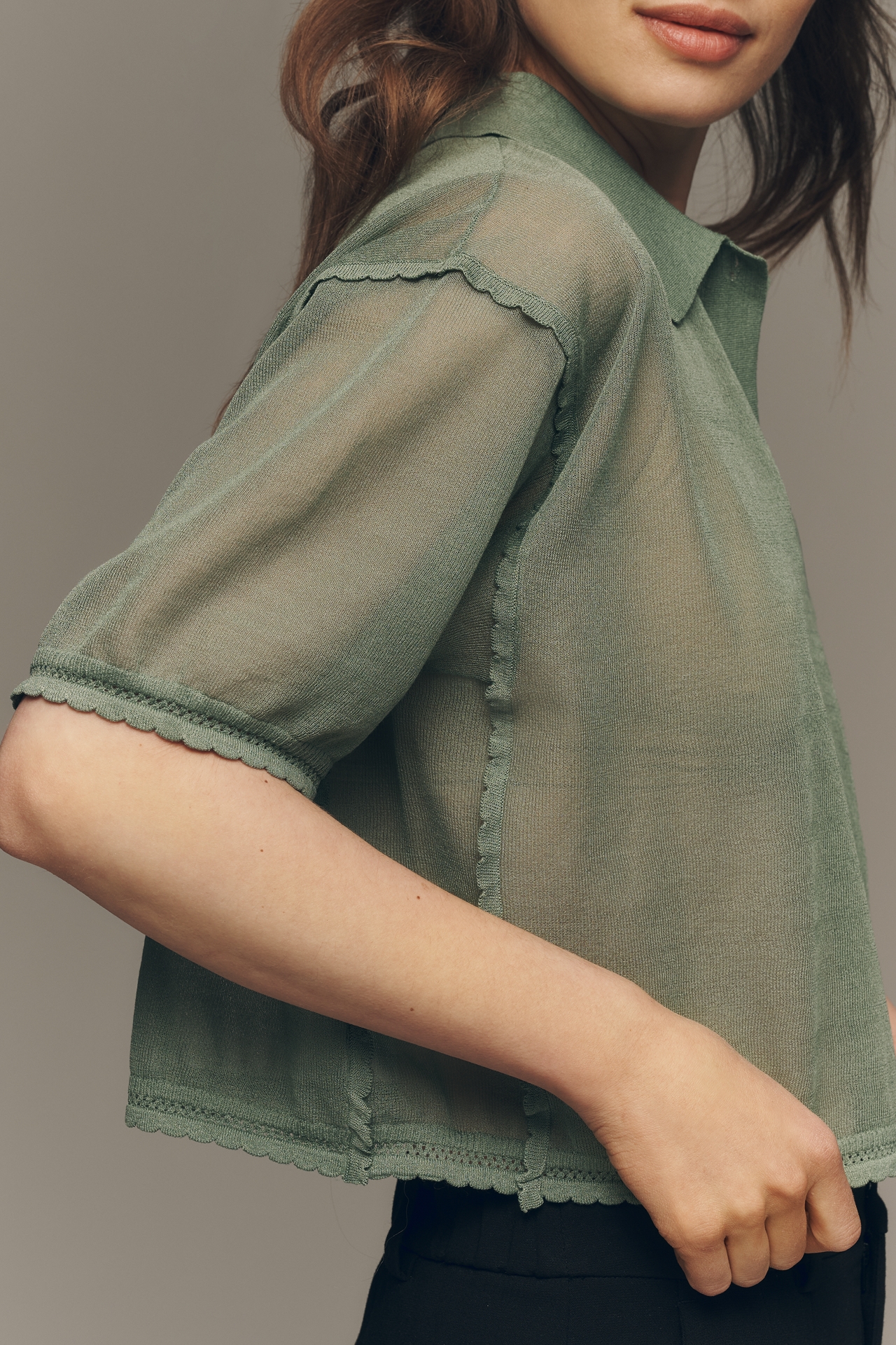 Maeve Short Sleeve Sheer Pullover