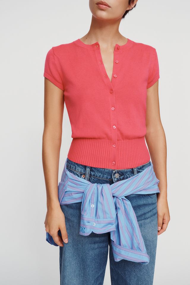 Maeve Coco Cashmere Cotton Short Sleeve Cardigan #1