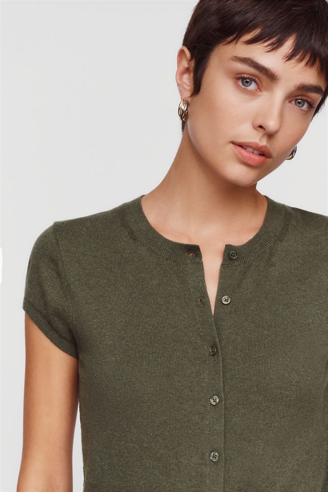 Maeve Coco Cashmere Cotton Short Sleeve Cardigan | AnthroHome