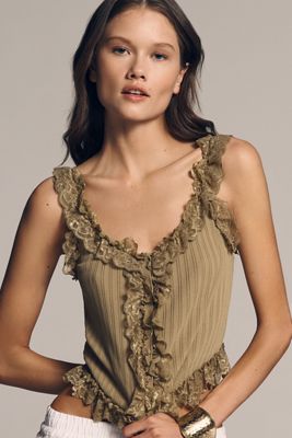 By Anthropologie Ruffle Knit Tank