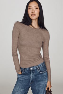 Maeve Markie Fine-Gauge Cashmere Long Sleeve Sweater