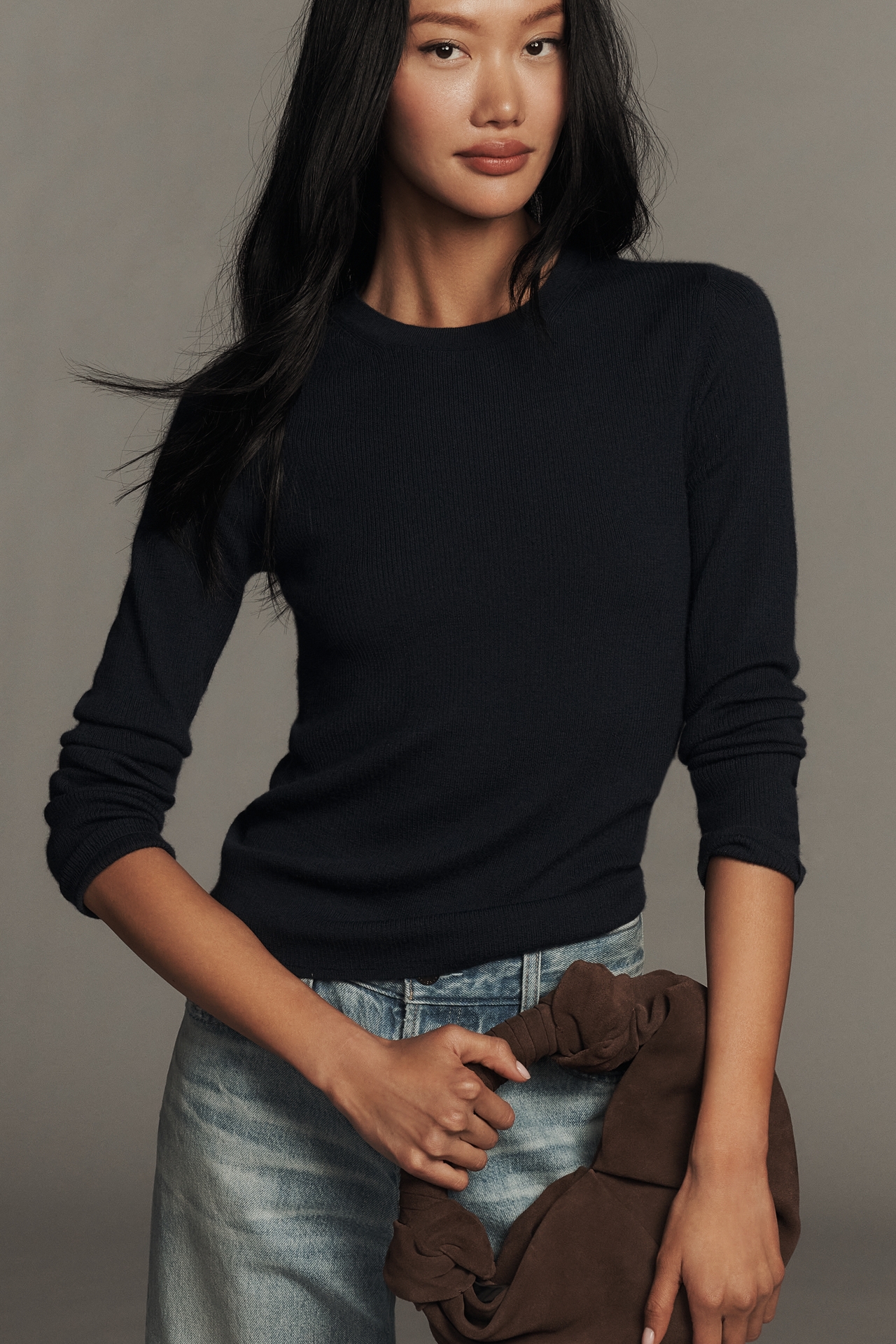 Maeve Markie Lightweight 100% Cashmere Long-Sleeve Sweater