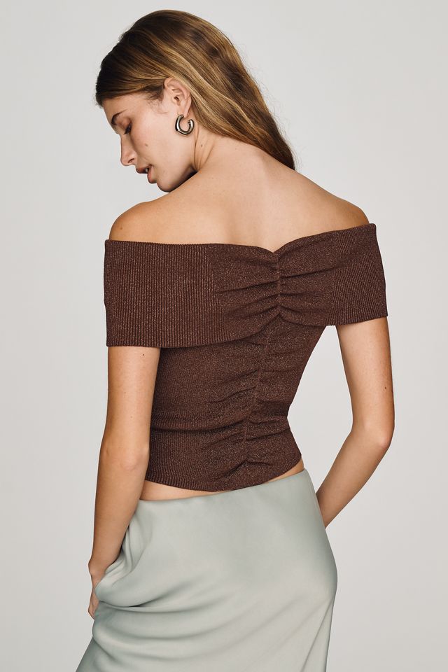 By Anthropologie Off-Shoulder Shine Knit Top #3