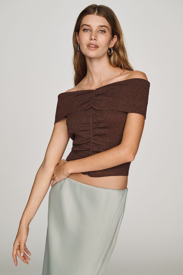 By Anthropologie Off-Shoulder Shine Knit Top | Anthropologie