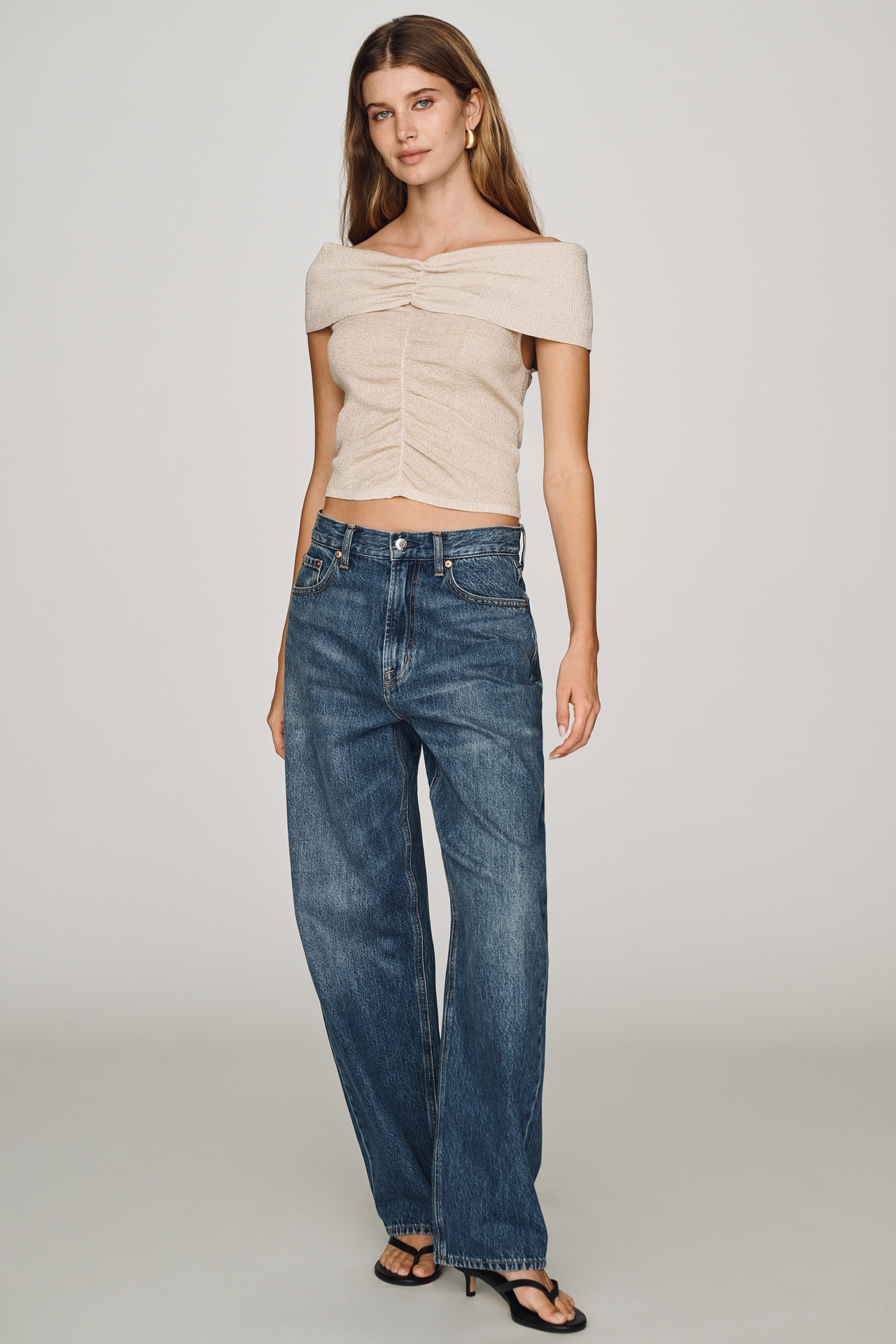 By Anthropologie Off-Shoulder Shine Knit Top