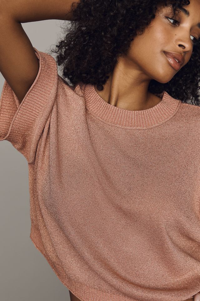 By Anthropologie Lurex Short-Sleeve Sweater #3