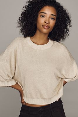 By Anthropologie Lurex Short-Sleeve Sweater | Anthropologie