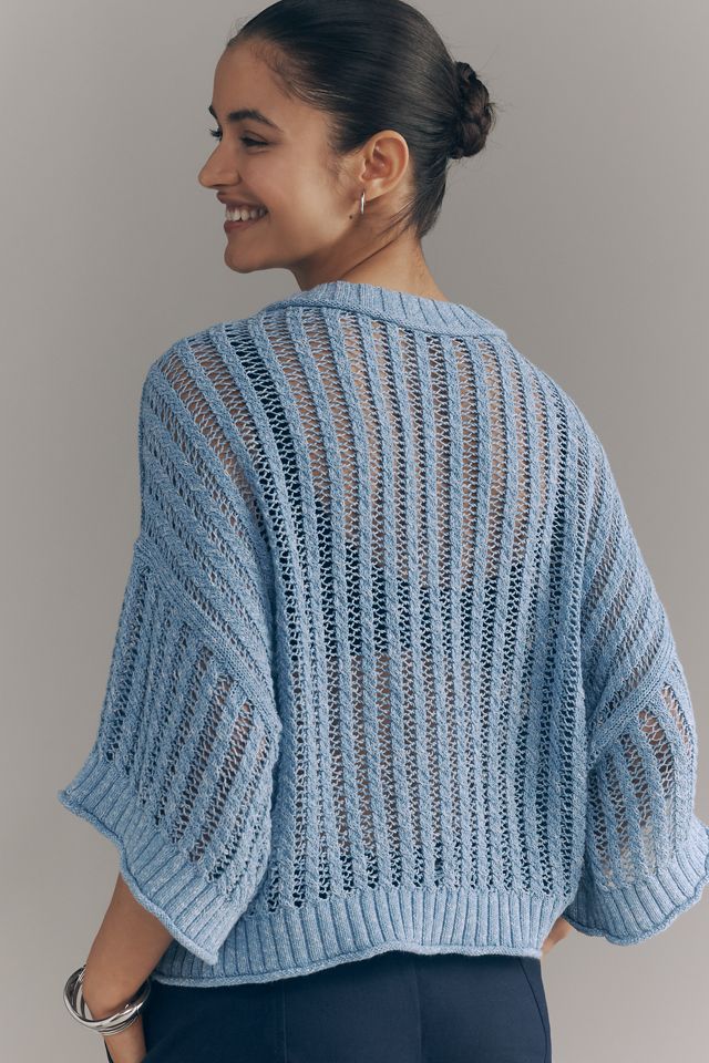 Goldie Corded Mesh Crew-Neck Sweater | Anthropologie
