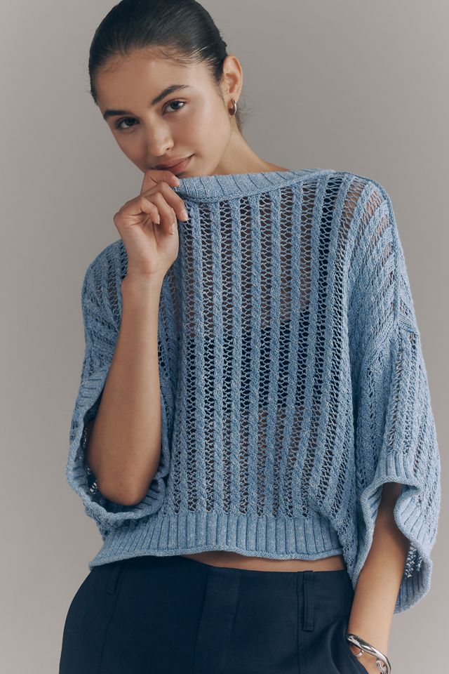 Goldie Corded Mesh Crew-Neck Sweater | Anthropologie