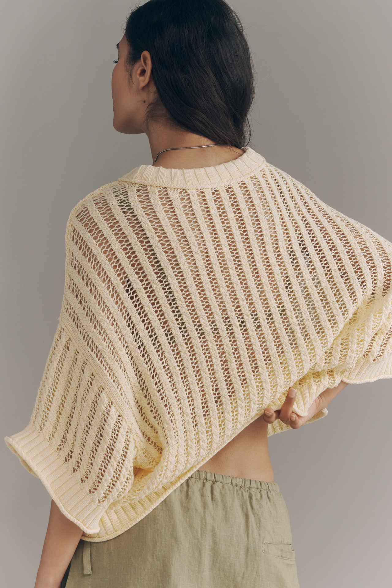 Goldie Corded Mesh Crew-Neck Sweater