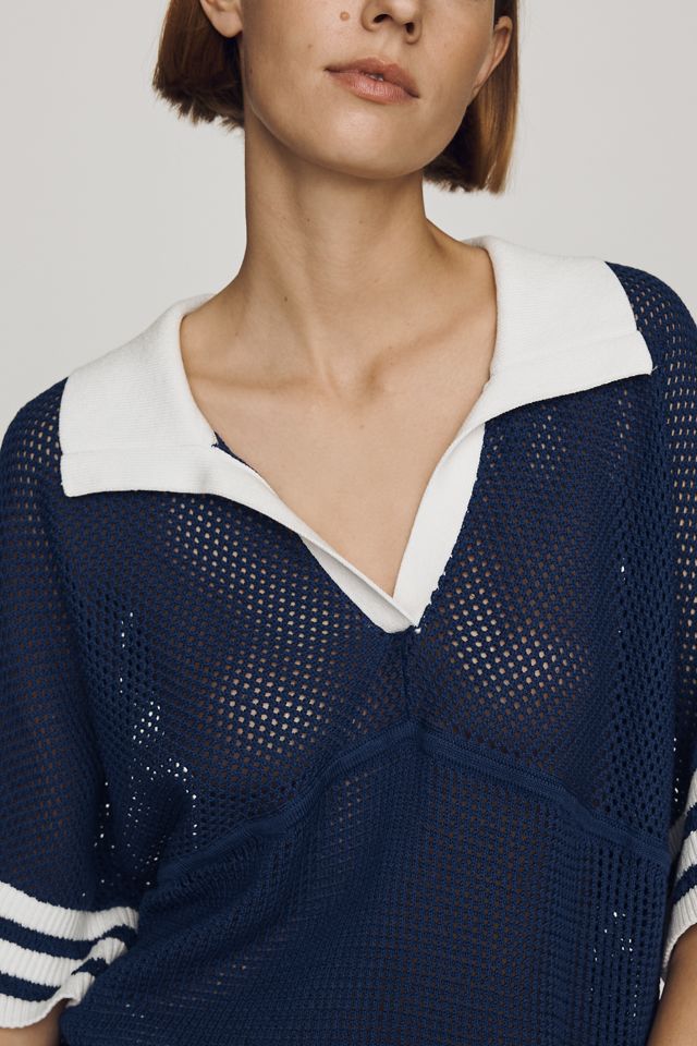 Maeve Cotton Short-Sleeve Varsity Sweater #2