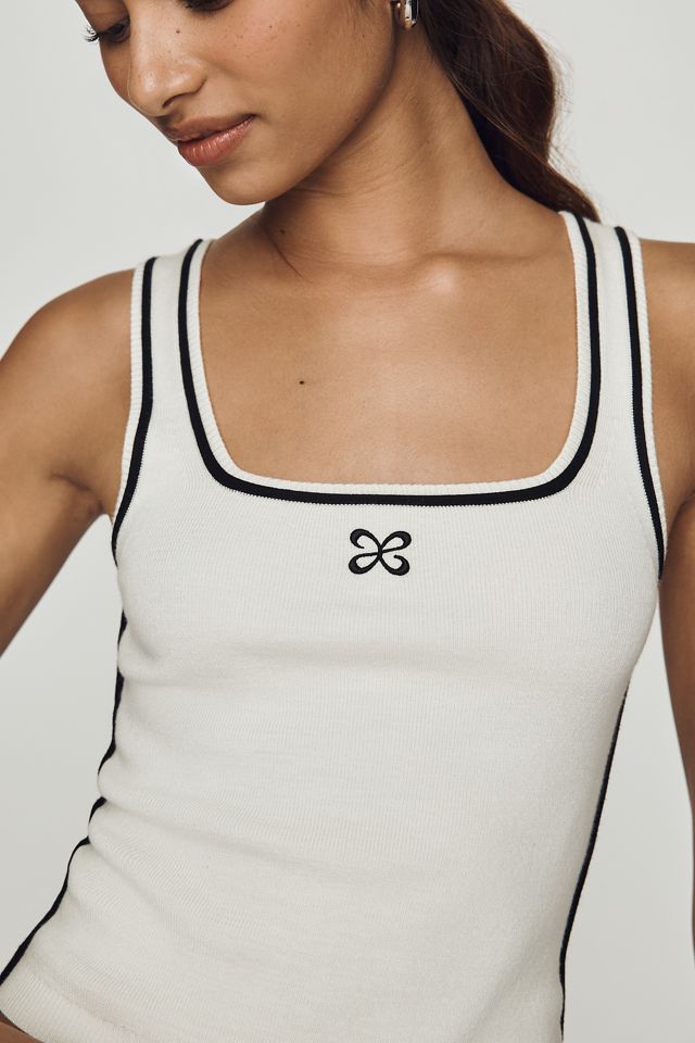 Maeve Square-Neck Logo Knit Tank Top | Anthropologie UK
