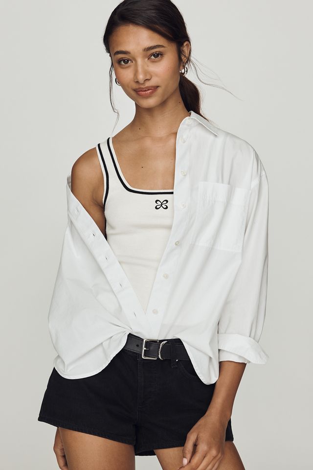 Maeve Square-Neck Logo Knit Tank Top | Anthropologie UK