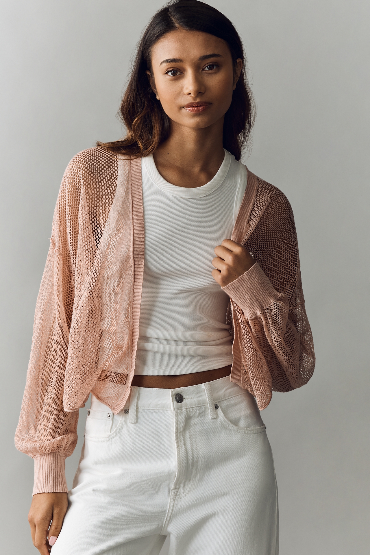 Pilcro Sheer Mesh Cardigan