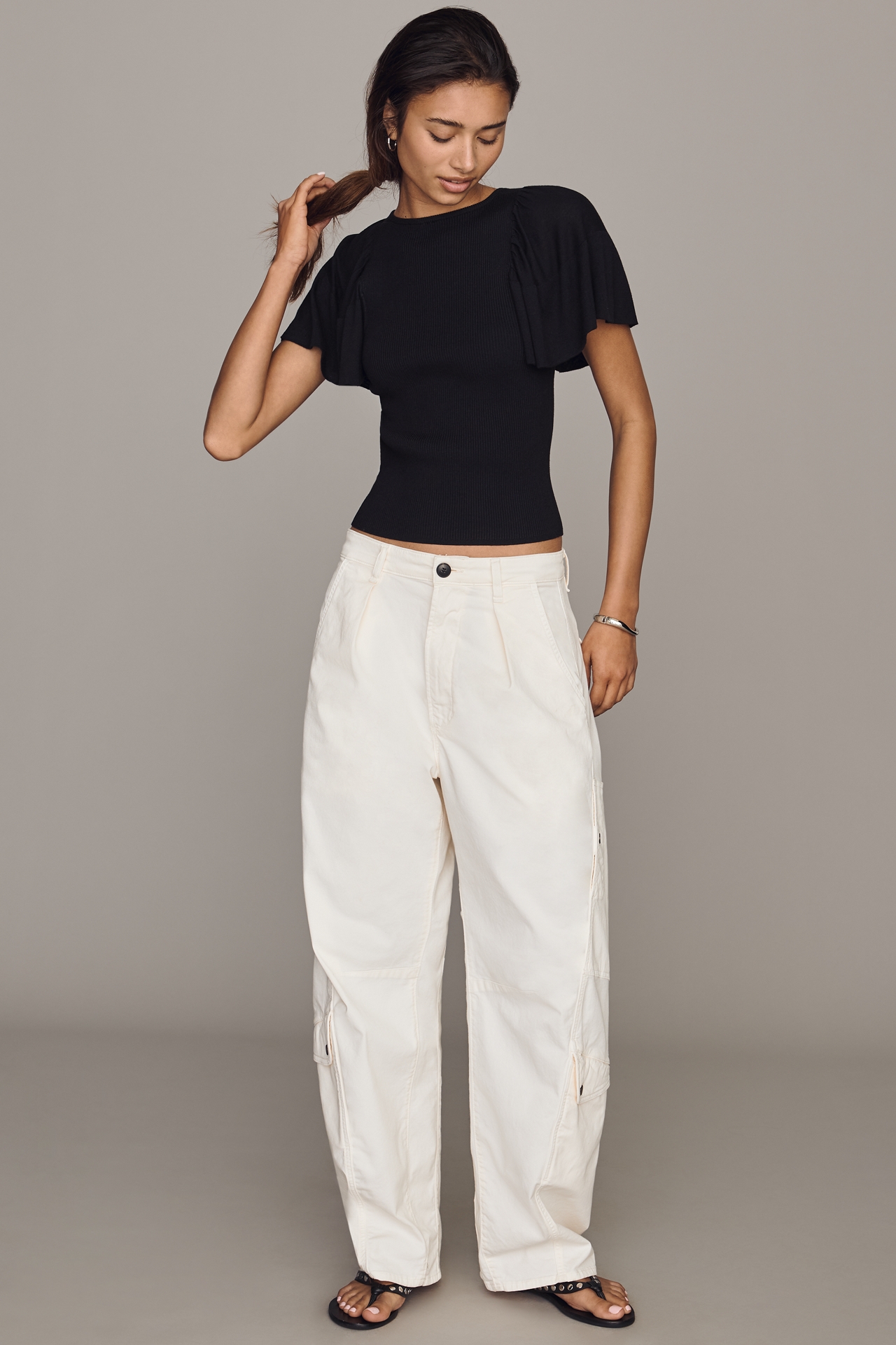 By Anthropologie Draped Ruffle-Sleeve Sweater