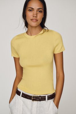 Maeve Markie Lightweight100% Cashmere Short-Sleeve Sweater