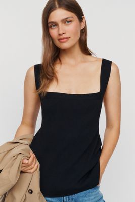 Maeve Square Neck Peplum Sweater Tank