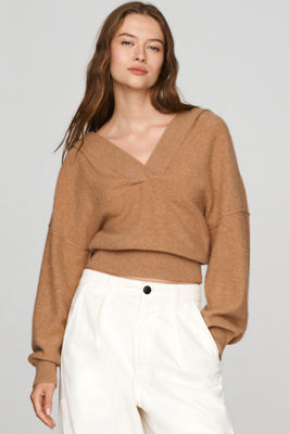 Pilcro Cashmere Deep-v Sweater In Beige