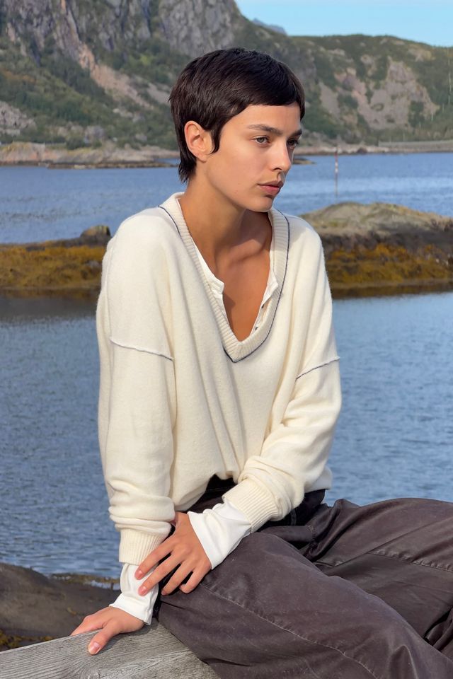 Pilcro 100% Cashmere V-Neck Sweater #5